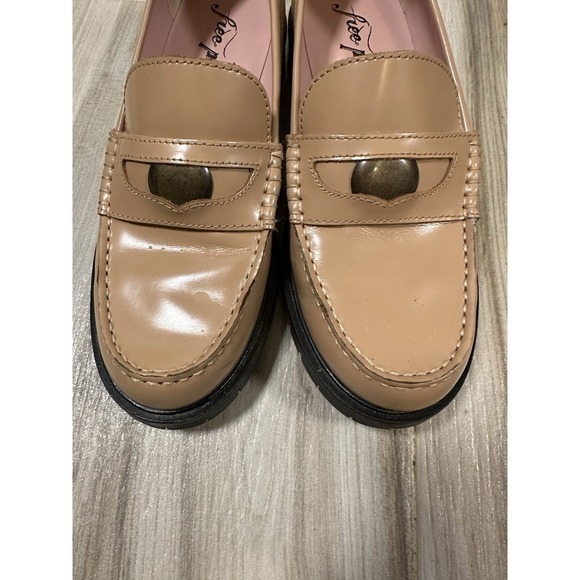 FREE PEOPLE Liv Camel Leather Penny Loafers 6 EUR 36 Heritage Minimalist Preppy - Picture 6 of 16